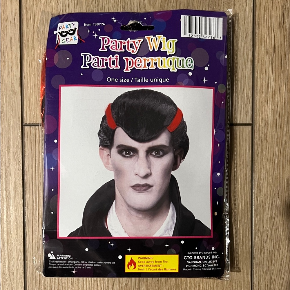 Vampire Wig with Bold Red Highlight Streaks